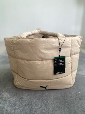 Puma Plush Tote 2.0 Sand Quilted Puffer Tote NWT